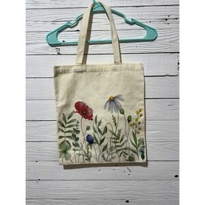 Unbranded Tote Bag Womens OS Cream Excellent Wildflower Floral Canvas Shopper